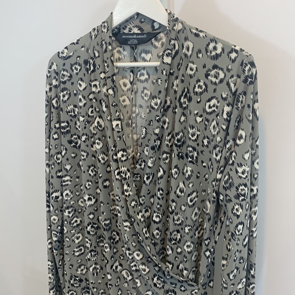 Norma Kamali Animal Print Faux Wrap Dress - Picture 4 of 7